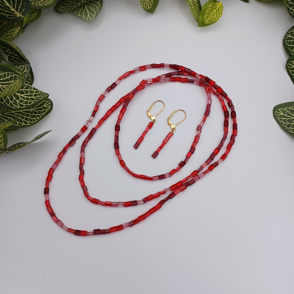 Handcrafted Minimalist Beaded Necklace And Earring Set